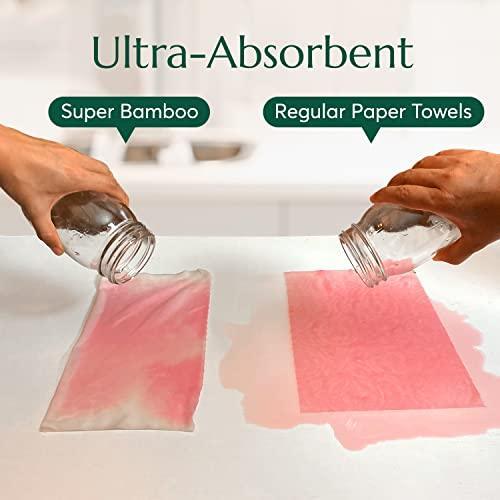 Cleanomic - Super Bamboo Paper Towels (3 Pack) - Bamboo Fiber Towels, Fast-Absorbent Kitchen Paper Towels, Durable and Reusable up to 80 Times Bamboo Towels, Bamboo Kitchen Tissue Roll - SHOP NO2CO2