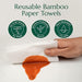 Cleanomic - Super Bamboo Paper Towels (3 Pack) - Bamboo Fiber Towels, Fast-Absorbent Kitchen Paper Towels, Durable and Reusable up to 80 Times Bamboo Towels, Bamboo Kitchen Tissue Roll - SHOP NO2CO2