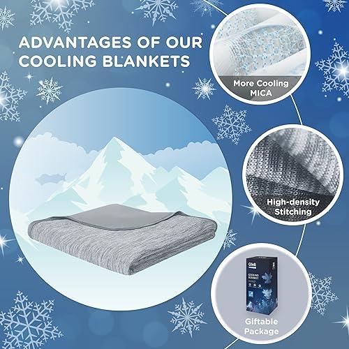 Codi Cooling Blanket for Hot Sleepers Throw XL Size, Cool Summer Lightweight Bed Blankets with Double Sided Cold Effect Grey 50x70 - SHOP NO2CO2