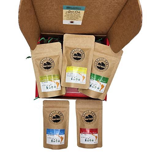 Coffee Samples 5 Pack Coffee Gift Set Las Americas. Gourmet Organic Medium Roast whole Bean Coffee with Best Beans From Mexico, Guatemala, Peru, Colombia and Brazil - SHOP NO2CO2