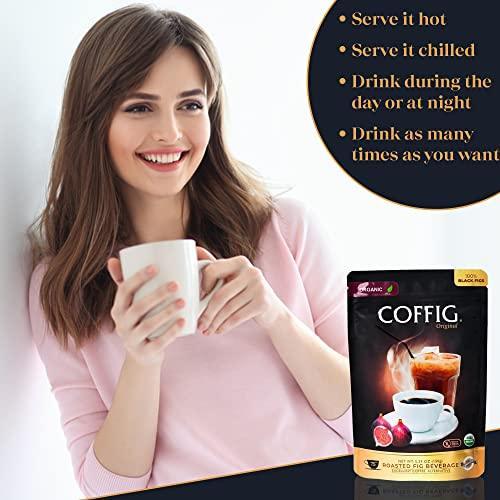 Coffig Original - Coffee Substitute & Alternative - Roasted Fig Coffee - Caffeine Free Herbal Energy Drink & Healthy Beverage for Men & Women - Keto & Vegan Friendly - 5.29oz (150g) - SHOP NO2CO2