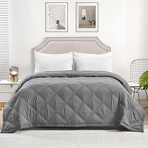 COMFLIVE King Size Blanket, Lightweight Blanket for All Seasons, Down Alternative Blanket, Reversible Quilted Blanket with Double-Needle Desgin - Winter Summer Comfort Soft (Grey, King/Cal King) - SHOP NO2CO2