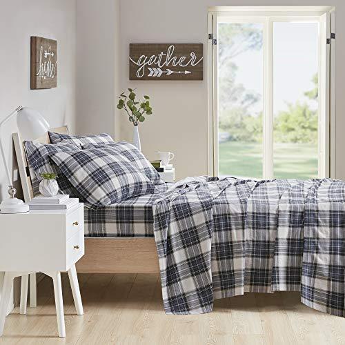 Comfort Spaces Cotton Flannel Breathable Warm Deep Pocket Sheets with Pillow Case Bedding, King, Blue Plaid Scottish Plaid 4 Piece - SHOP NO2CO2