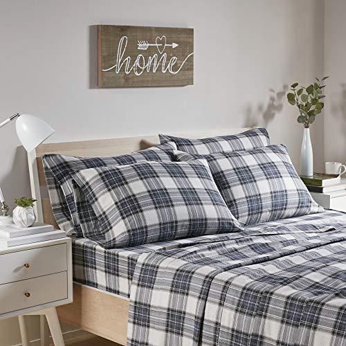 Comfort Spaces Cotton Flannel Breathable Warm Deep Pocket Sheets with Pillow Case Bedding, King, Blue Plaid Scottish Plaid 4 Piece - SHOP NO2CO2