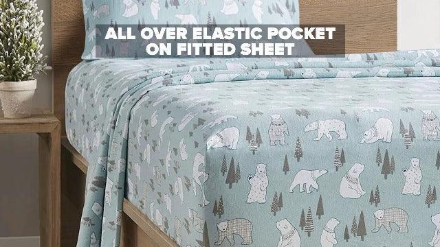 Comfort Spaces Cotton Flannel Breathable Warm, Deep Pocket Sheets with Pillow Case Bedding, King, Multi Forest Animals 4 Piece - SHOP NO2CO2