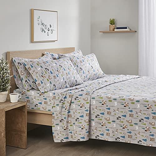 Comfort Spaces Cotton Flannel Breathable Warm, Deep Pocket Sheets with Pillow Case Bedding, King, Multi Forest Animals 4 Piece - SHOP NO2CO2