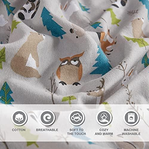 Comfort Spaces Cotton Flannel Breathable Warm, Deep Pocket Sheets with Pillow Case Bedding, King, Multi Forest Animals 4 Piece - SHOP NO2CO2