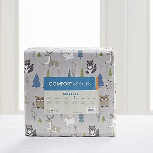 Comfort Spaces Cotton Flannel Breathable Warm, Deep Pocket Sheets with Pillow Case Bedding, King, Multi Forest Animals 4 Piece - SHOP NO2CO2