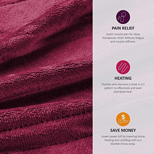 Comfort Spaces Luxury Microplush Electric Wrap Blanket Super Soft and Warm Reversible Heated Throw Poncho with Auto Shutoff, 50"x64", Grey - SHOP NO2CO2