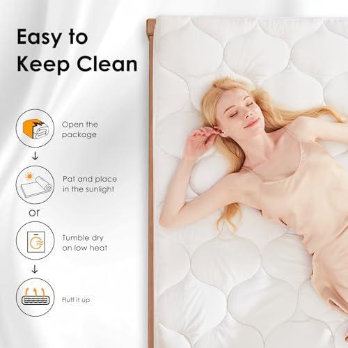 Cosybay Queen Size Fitted Mattress Pad, Bedding Quilted Noiseless Mattress Protector Stretches up to 18 Inches Deep, Breathable Bed Matress Cover 60x80 Inches - SHOP NO2CO2