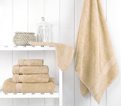 Cotton Paradise 6 Piece Towel Set, 100% Turkish Cotton Soft Absorbent Towels for Bathroom, 2 Bath Towels 2 Hand Towels 2 Washcloths, Sand Taupe Towel Set - SHOP NO2CO2