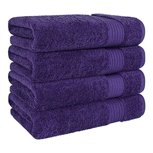 Cotton Paradise Bath Towels, 100% Turkish Cotton 27x54 inch 4 Piece Bath Towel Sets for Bathroom, Soft Absorbent Towels Clearance Bathroom Set, Purple Bath Towels - SHOP NO2CO2