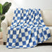 Cozy Bliss Checkered Throw Blanket Ultra Soft Warm MilkyPlush™ Fleece Blanket Checkerboard Grid Plush Blanket for Couch Bed Sofa, Blue 60"x80" - SHOP NO2CO2