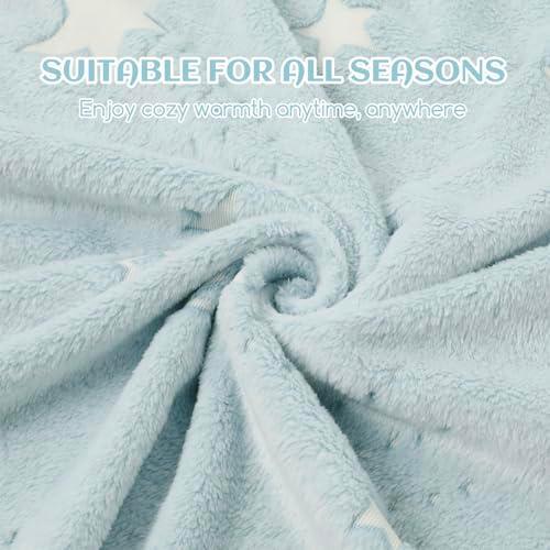 Cozy Bliss Glow in The Dark Throw Blanket, Star Throw Blanket, Super Soft Warm Blanket Gift for Toddler, Kids, Girls, Boys (Blue, 40"x 50") - SHOP NO2CO2