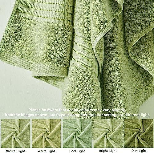 COZYART Green Cotton Hotel Large Bath Towels Bulk for Bathroom, Thick Bathroom Towels Set of 6 with 2 Bath Towels, 2 Hand Towels, 2 Washcloths, 650 GSM - SHOP NO2CO2