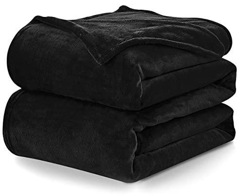 CozyLux Fleece Blanket Throw Black - 300GSM Lightweight Plush Fuzzy Cozy Soft Blankets and Throws for Sofa, Cozy Bed Blankets for Women Men Travel Camping and Chair, 50x60 inches - SHOP NO2CO2