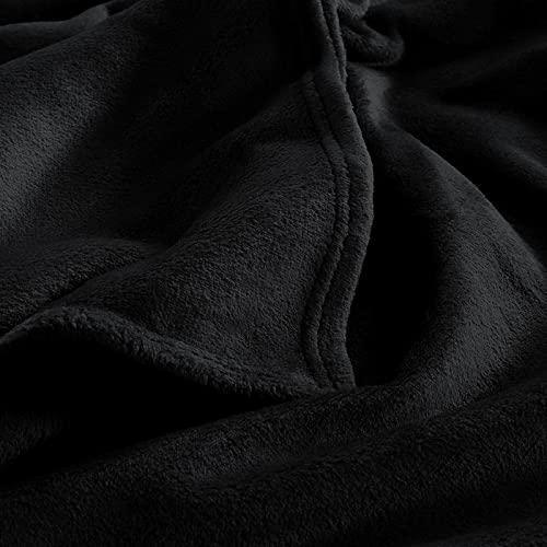 CozyLux Fleece Blanket Throw Black - 300GSM Lightweight Plush Fuzzy Cozy Soft Blankets and Throws for Sofa, Cozy Bed Blankets for Women Men Travel Camping and Chair, 50x60 inches - SHOP NO2CO2