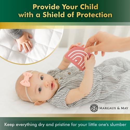 Crib Mattress Protector Pad - Ultra-Soft Waterproof Breathable Premium Bamboo Rayon - Noiseless Fitted Dryer Safe Cover. High Absorbency Oeko-TEX Certified (28 x 52 x 9 inches) by MARGAUX & MAY - SHOP NO2CO2