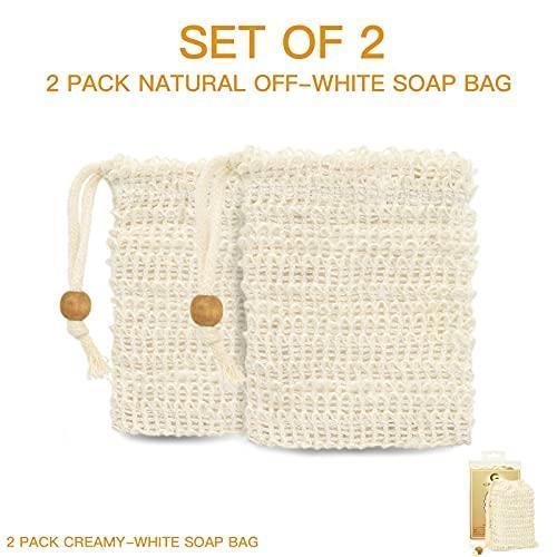 CROVIN 100% Natural Sisal Bath Soap Bag (Set of 2)-Effective Exfoliating Large Premium Soap Saver Pouch Fits Most Bar Soap and Zero-waste, Good Foaming - SHOP NO2CO2