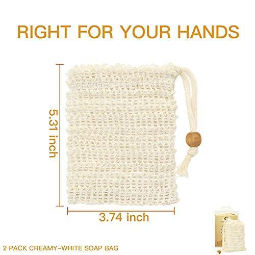 CROVIN 100% Natural Sisal Bath Soap Bag (Set of 2)-Effective Exfoliating Large Premium Soap Saver Pouch Fits Most Bar Soap and Zero-waste, Good Foaming - SHOP NO2CO2