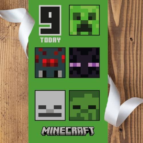 Danilo Promotions Limited Minecraft Age 9 Birthday Card, 9th Birthday Card, Climate Pledge Friendly Recyclable Birthday Card, Officially Licensed Birthday Card,Multi,210 x 290 mm - SHOP NO2CO2