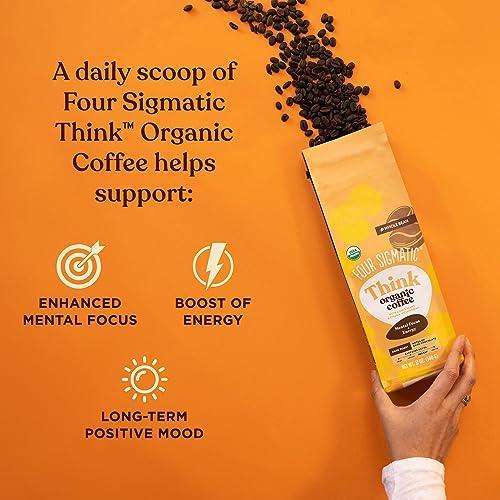 Dark Roast Organic Whole Bean Coffee by Four Sigmatic | Fair Trade Coffee Beans Coated with Lion's Mane, Chaga Mushrooms | Nootropic Mushroom Coffee for Enhanced Brain Function & Immune Support | 12oz - SHOP NO2CO2