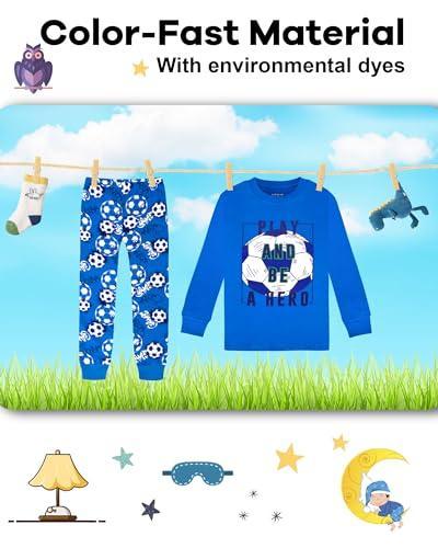 DAUGHTER QUEEN Boys Pajamas 4 Pieces Long Set 100% Cotton Sleepwear Size 18 Months-12 Years - SHOP NO2CO2