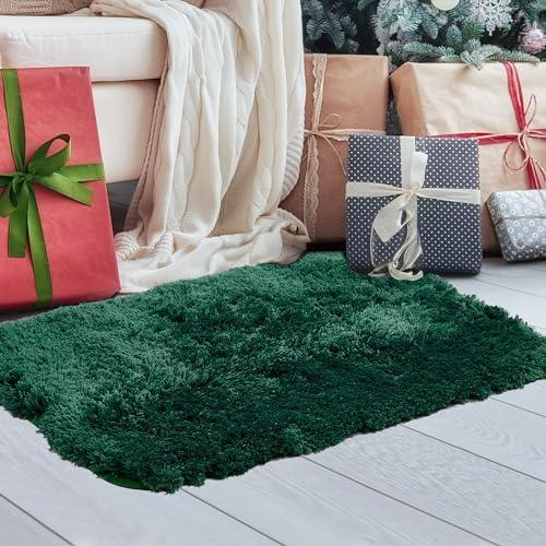 Deconovo Christmas Bath Mat, Luxury Bathroom Mat, Extra Soft Plush Bathroom Rugs, Green Bathroom Rugs Non-Slip Washable, Super Absorbent Shaggy Machine Wash & Dry Bath Rugs (36 x 24, Hunter Green) - SHOP NO2CO2