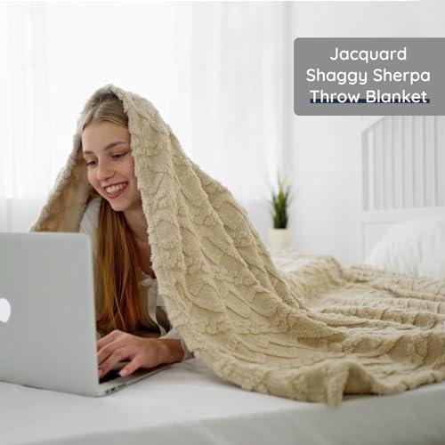 DEZANBO Throw Blanket for Couch Sofa: Soft Fleece Plush Sherpa - Fuzzy Fluffy Warm Lightweight 50x70 Inch Beige - SHOP NO2CO2