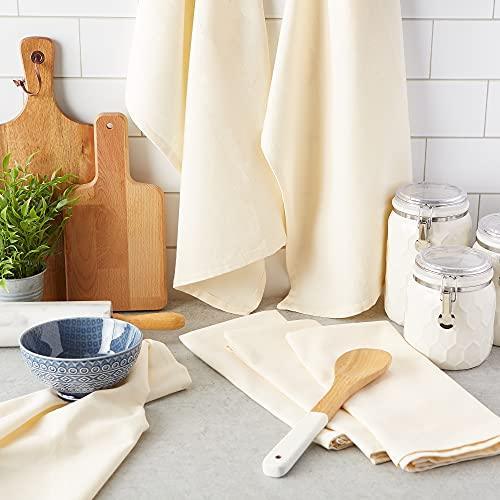 DII Basic Solid Dishtowel Collection Cotton Flat Woven, Large Set, 18x28, Natural, 12 Piece - SHOP NO2CO2