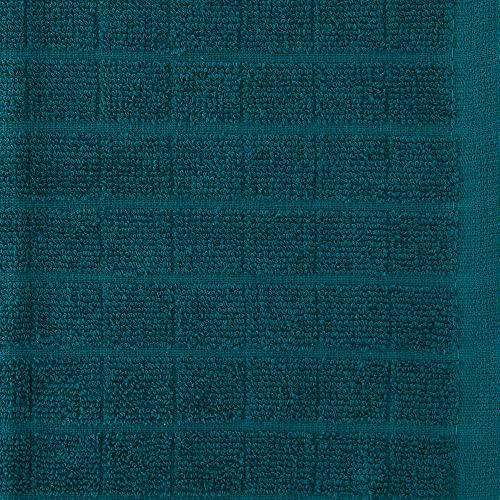 DII Basic Terry Collection Solid Windowpane Dishcloth Set, 12x12, Teal, 6 Count - SHOP NO2CO2