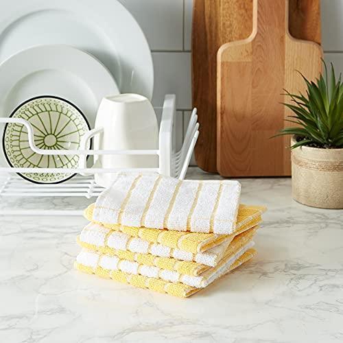 DII Basic Terry Collection Windowpane Dishcloth Set, 12x12, Yellow, 6 Piece - SHOP NO2CO2