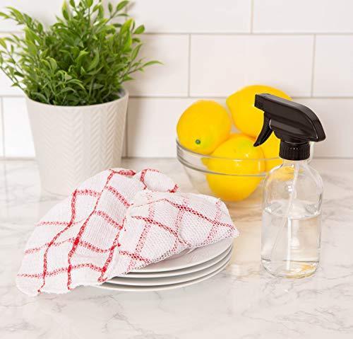 DII Scrubber Dishcloths Collection Windowpane Dishrag Set, 12x12, White/Red Stripe, 6 Piece - SHOP NO2CO2