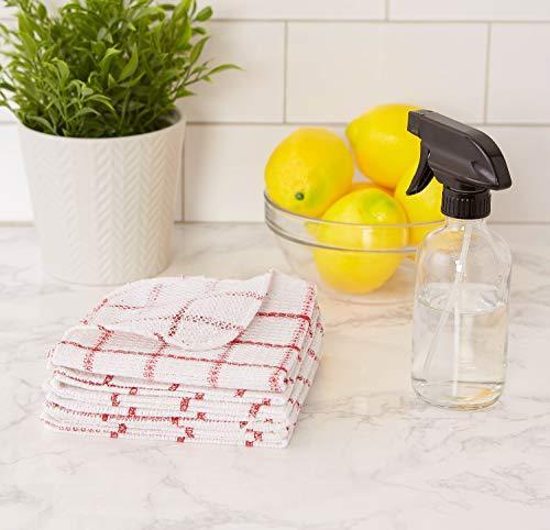 DII Scrubber Dishcloths Collection Windowpane Dishrag Set, 12x12, White/Red Stripe, 6 Piece - SHOP NO2CO2