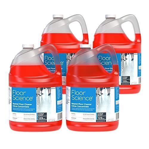 Diversey CBD540441 Floor Science Professional Neutral Floor Cleaner, 1 Gallon Concentrate - Makes Up to 129 Gallons, Citrus Scent (4 Pack) - SHOP NO2CO2