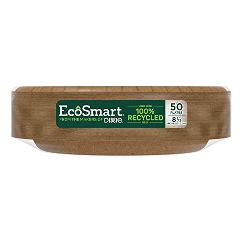 Dixie EcoSmart from The Makers of Dixie 100% Recycled Fiber Paper Plates, 8.5in Lunch or Light Dinner Size Disposable, 50 Eco-Friendly Plates - SHOP NO2CO2