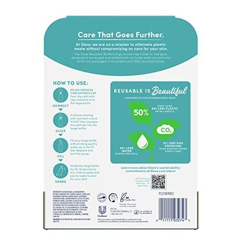 Dove Concentrate Refill and 100 percent Recycled Reusable Bottle for Instantly Soft Skin Daily Moisture Starter Kit for Lasting Nourishment Body Care 4 Fl oz (makes 16 Fl oz) - SHOP NO2CO2