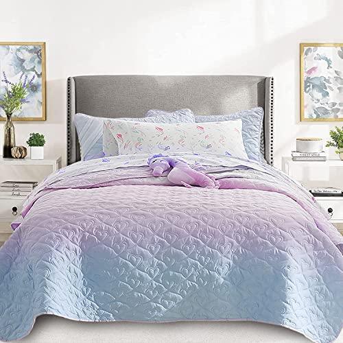 DREAMCLOUD HOME Quilt Set King Size 3 Piece, Bailey Pattern Printed Bedding Coverlet Set, Lightweight Soft Reversible Bedspread Sets for All Season (1 Quilt & 2 Pillow Shams) - SHOP NO2CO2