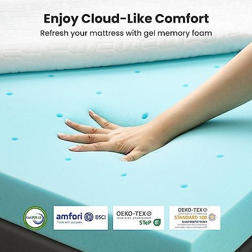 Dreamsmith 2 Inch Gel Memory Foam Mattress Topper Queen, Soft Cooling Bed Mattress Topper with Removable Washable Cover & Adjustable Straps, CertiPUR-US Certified, Queen - SHOP NO2CO2