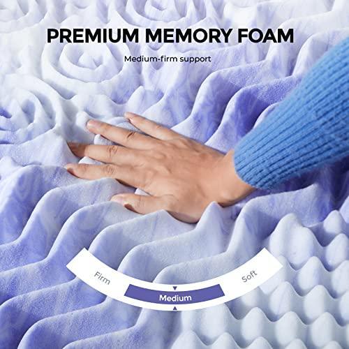 Dreamsmith 3 Inch 7-Zone Queen Memory Foam Mattress Topper, Cooling Gel Infused Foam Mattress Topper Queen for Back Pain, CertiPUR-US Certified Purple - SHOP NO2CO2