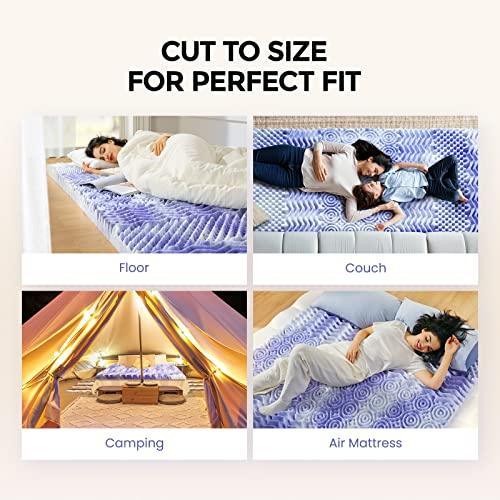 Dreamsmith 3 Inch 7-Zone Queen Memory Foam Mattress Topper, Cooling Gel Infused Foam Mattress Topper Queen for Back Pain, CertiPUR-US Certified Purple - SHOP NO2CO2