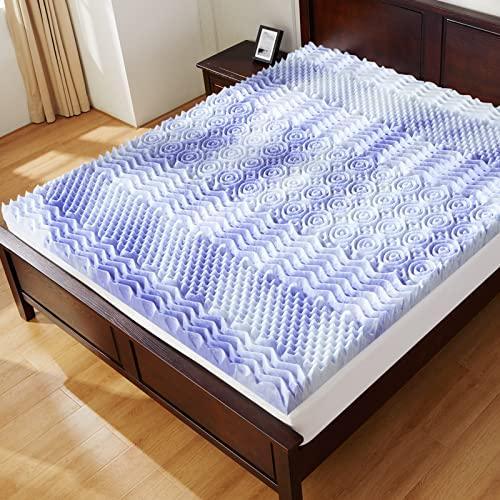 Dreamsmith 3 Inch 7-Zone Queen Memory Foam Mattress Topper, Cooling Gel Infused Foam Mattress Topper Queen for Back Pain, CertiPUR-US Certified Purple - SHOP NO2CO2