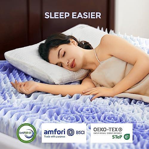 Dreamsmith 3 Inch 7-Zone Queen Memory Foam Mattress Topper, Cooling Gel Infused Foam Mattress Topper Queen for Back Pain, CertiPUR-US Certified Purple - SHOP NO2CO2