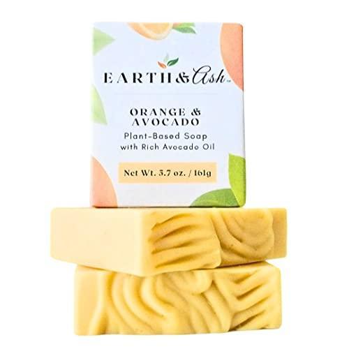 Earth & Ash Natural Soap Bar | Orange & Avocado | Plant Based | Certified Organic Oils and Butters | Nourishing | 100% Pure Essential Oils | 2 Pack | 5.7 oz. - SHOP NO2CO2