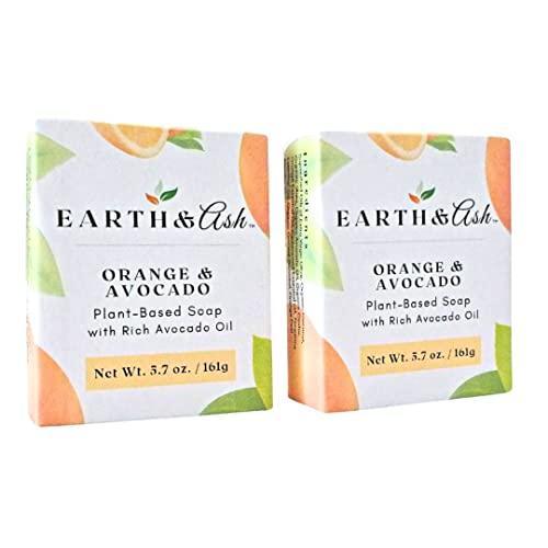 Earth & Ash Natural Soap Bar | Orange & Avocado | Plant Based | Certified Organic Oils and Butters | Nourishing | 100% Pure Essential Oils | 2 Pack | 5.7 oz. - SHOP NO2CO2