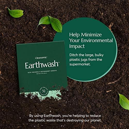 Earthwash Laundry Detergent Sheets (Up To 64 Loads) 32 Scent Free Sustainable Sanitizer Strips - Ideal for Travel & Home Liquidless Laundry by Cleanomic - SHOP NO2CO2