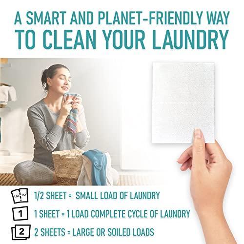 Eco Friendly Laundry Detergent Sheets (100 sheets 200 loads) - Plant based Free and Clear Strips for HE machine, travel, home clothes washing (Fresh Linen) - SHOP NO2CO2