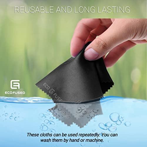 ECO-FUSED Microfiber Cleaning Cloth - 6 x 7 Blue/Black Microfiber Cloth with White Cleaning Cloth - 12 Pack Microfiber Cleaning Cloth for Glasses & Camera Lens - SHOP NO2CO2