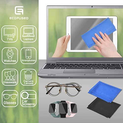 ECO-FUSED Microfiber Cleaning Cloth - 6 x 7 Blue/Black Microfiber Cloth with White Cleaning Cloth - 12 Pack Microfiber Cleaning Cloth for Glasses & Camera Lens - SHOP NO2CO2