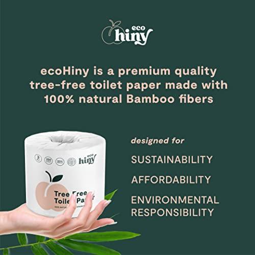 ecoHiny Premium & Soft Bamboo Toilet Paper | 12 Mega Rolls, 3 PLY & 350 Sheets | FSC Certified, Flushable, Septic Safe & BPA Free | Eco Friendly & Tree Free Toilet Tissues | Plastic Free Packaging - SHOP NO2CO2